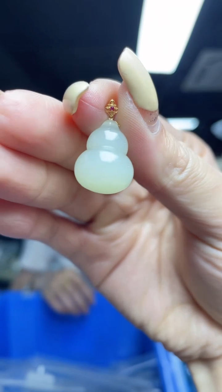 和田玉18K金镶嵌颈饰（多样性发一件）