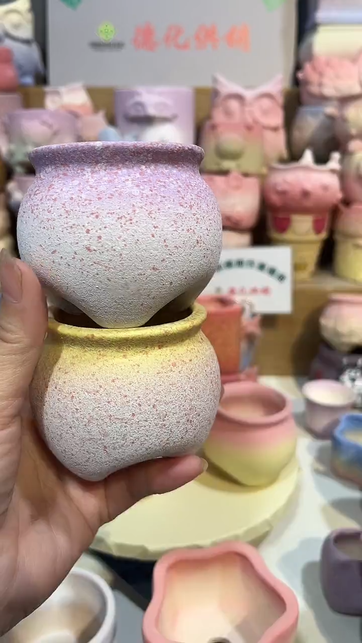麦饭石粗陶多肉花盆两个