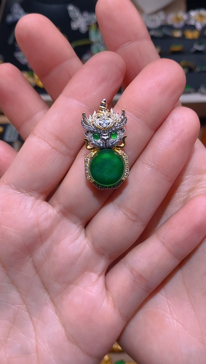 【闪购商品】翡翠吊坠(不含链)银S925镶嵌无事牌