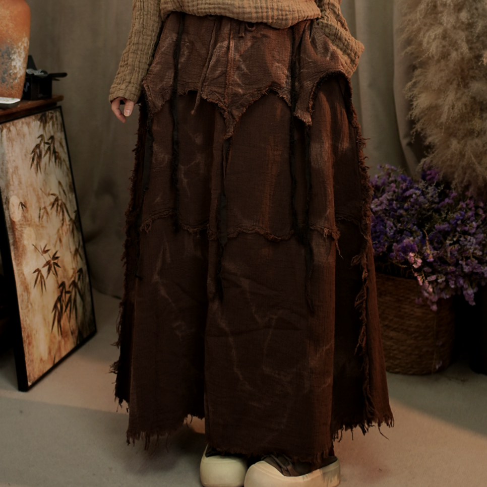 F7530亚麻显瘦半裙（长92）