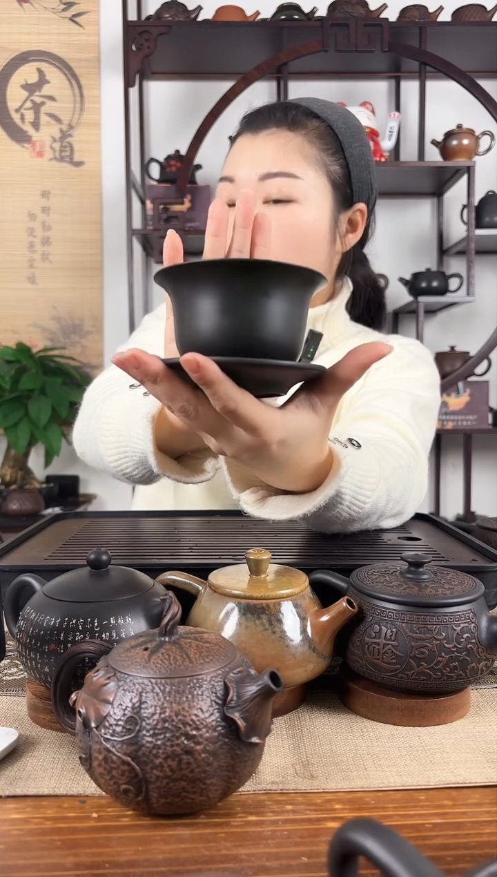 【闪购商品】壶三财盖碗 建水紫陶 180cc