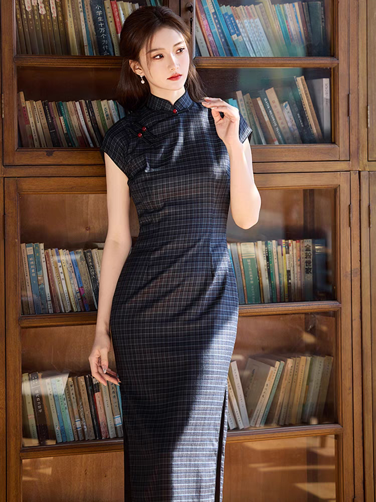 （吾意侬）130长半开襟侧拉链双层改良旗袍淑女复古民国风年轻优雅