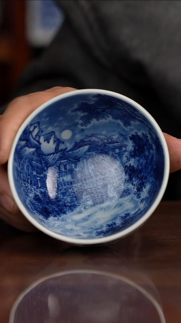 景琳藏青花北派山水众星捧月