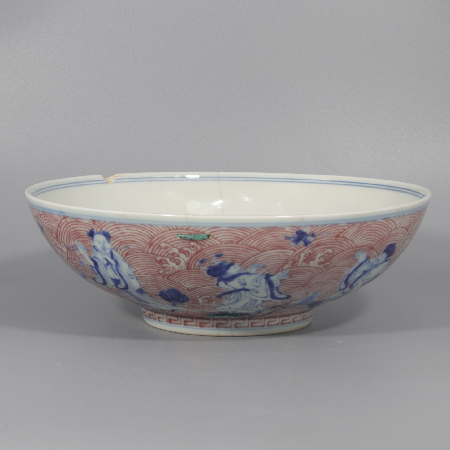 青花矾红八仙人物纹大碗   H408-061