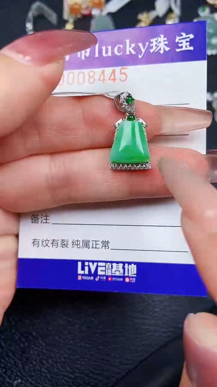 颈饰银S925镶嵌翡翠8445