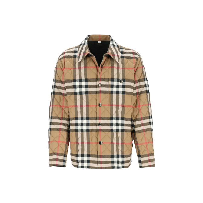 BURBERRY/博柏利格纹单排扣贴袋长袖棉服 棕色 bj