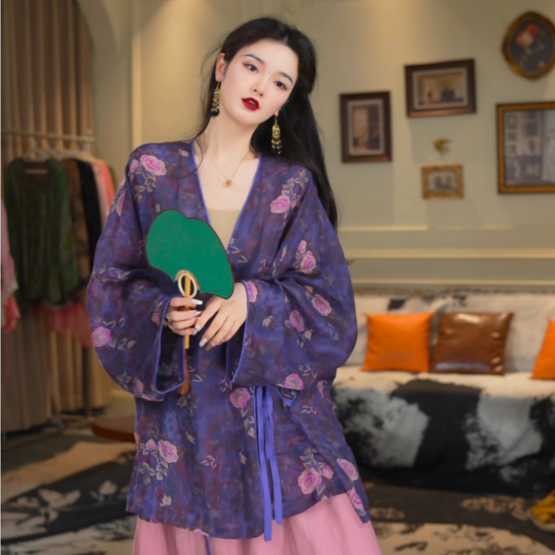 月畔湾【庆余年】夏季复古纯苎麻宽松中式百搭气质日常开衫