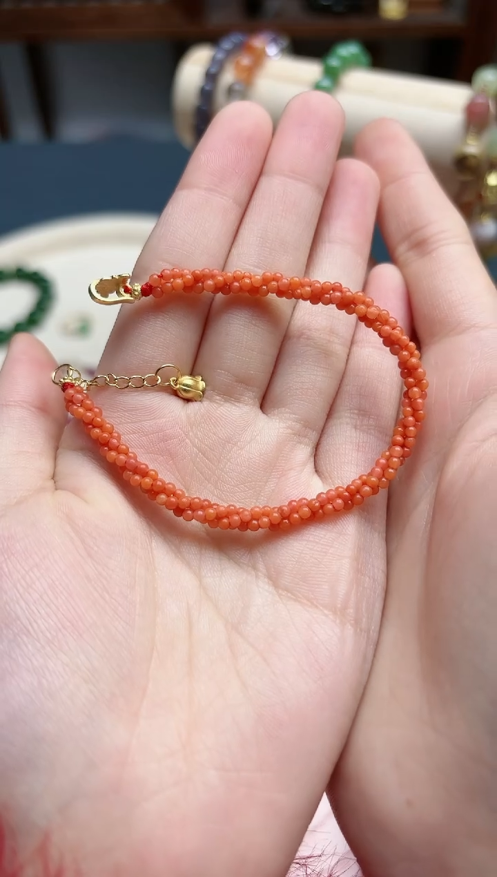 【闪购商品】南红玛瑙手链银S925镶嵌南红麻花手链*1 QK