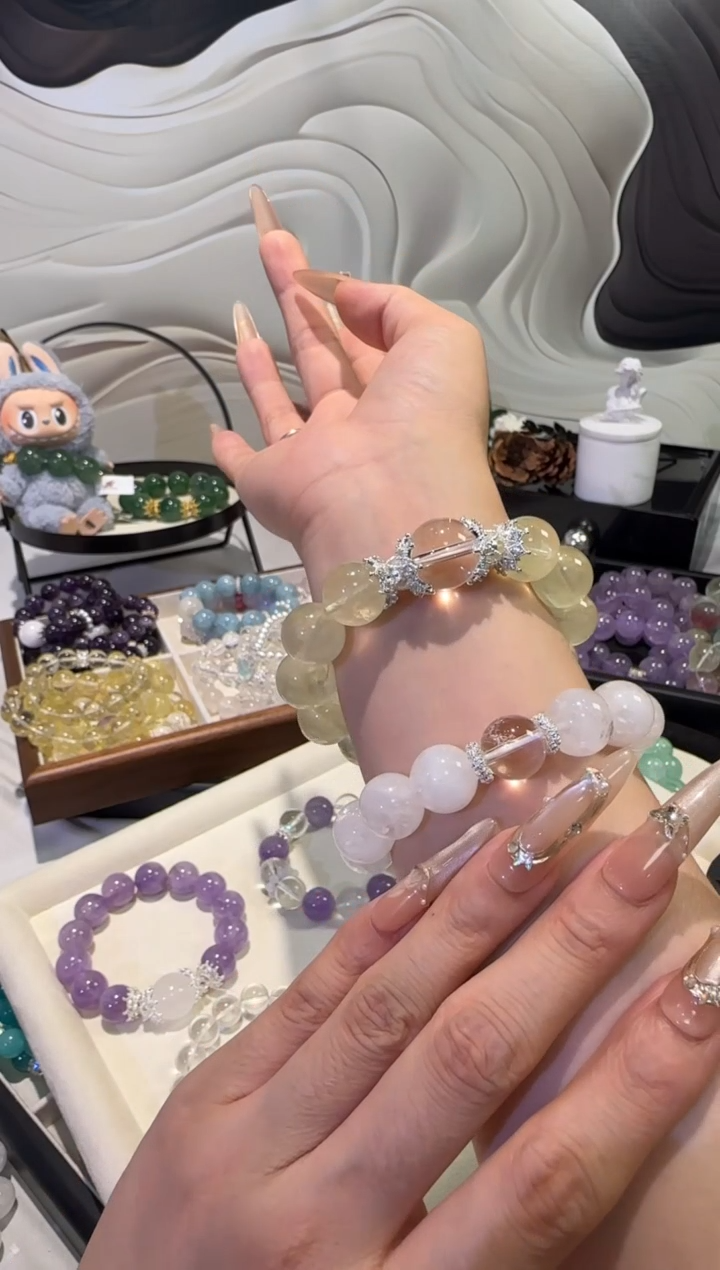 水晶手链未镶嵌柠檬黄带白水