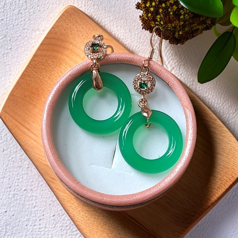 精品高级冰阳绿甜甜圈耳钩
