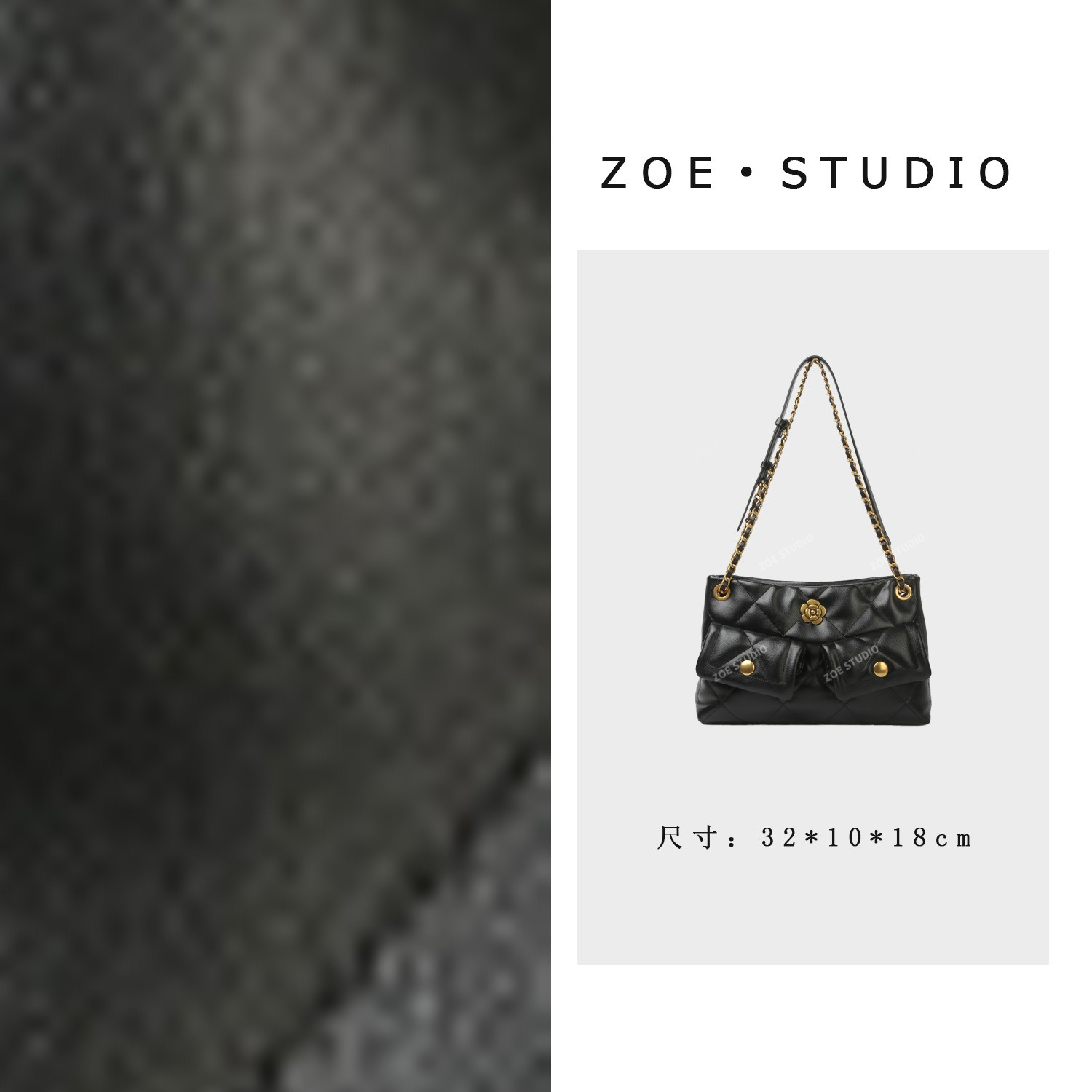 【艳姐甄选】BF-66696-黑色-轻奢女士时尚小众真皮单肩挎包