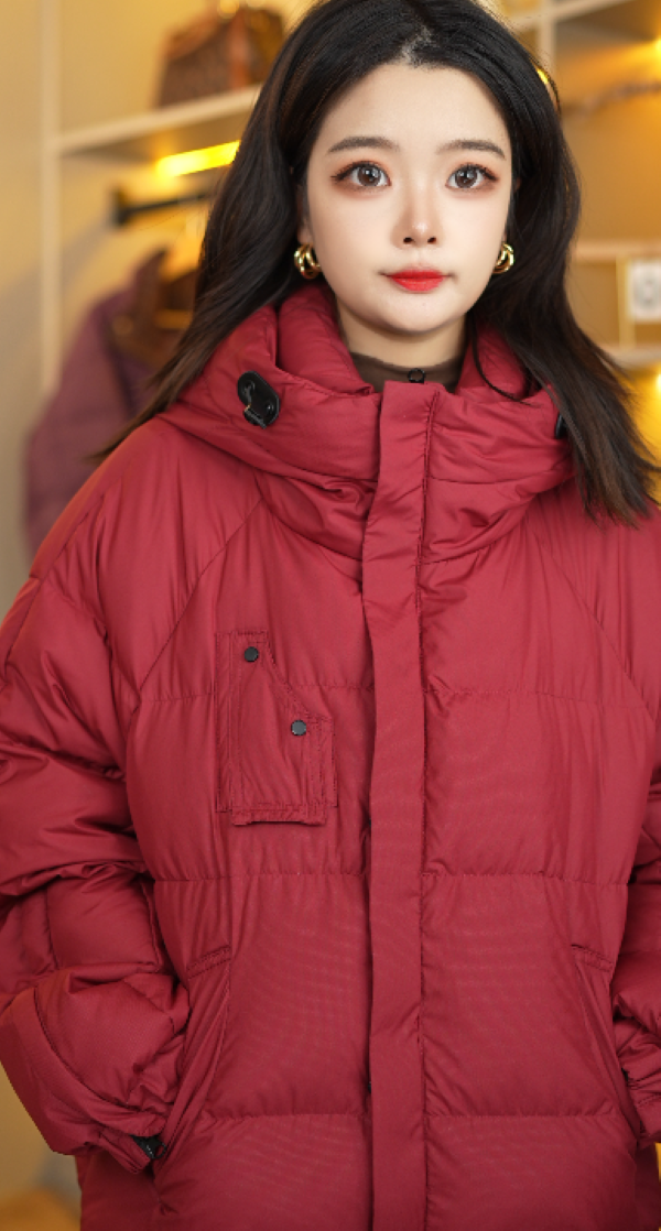 连帽短款休闲时尚百搭冬季保暖白鸭绒羽绒服外套