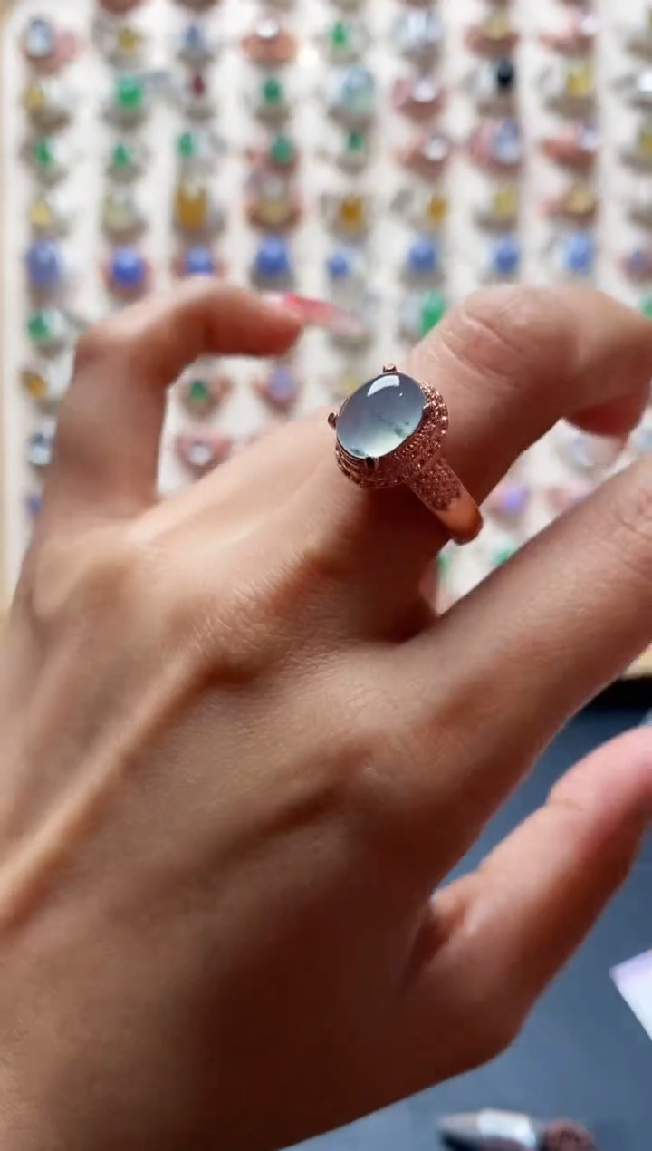 【闪购商品】翡翠戒指未镶嵌缅甸天然A货翡翠555 5+3