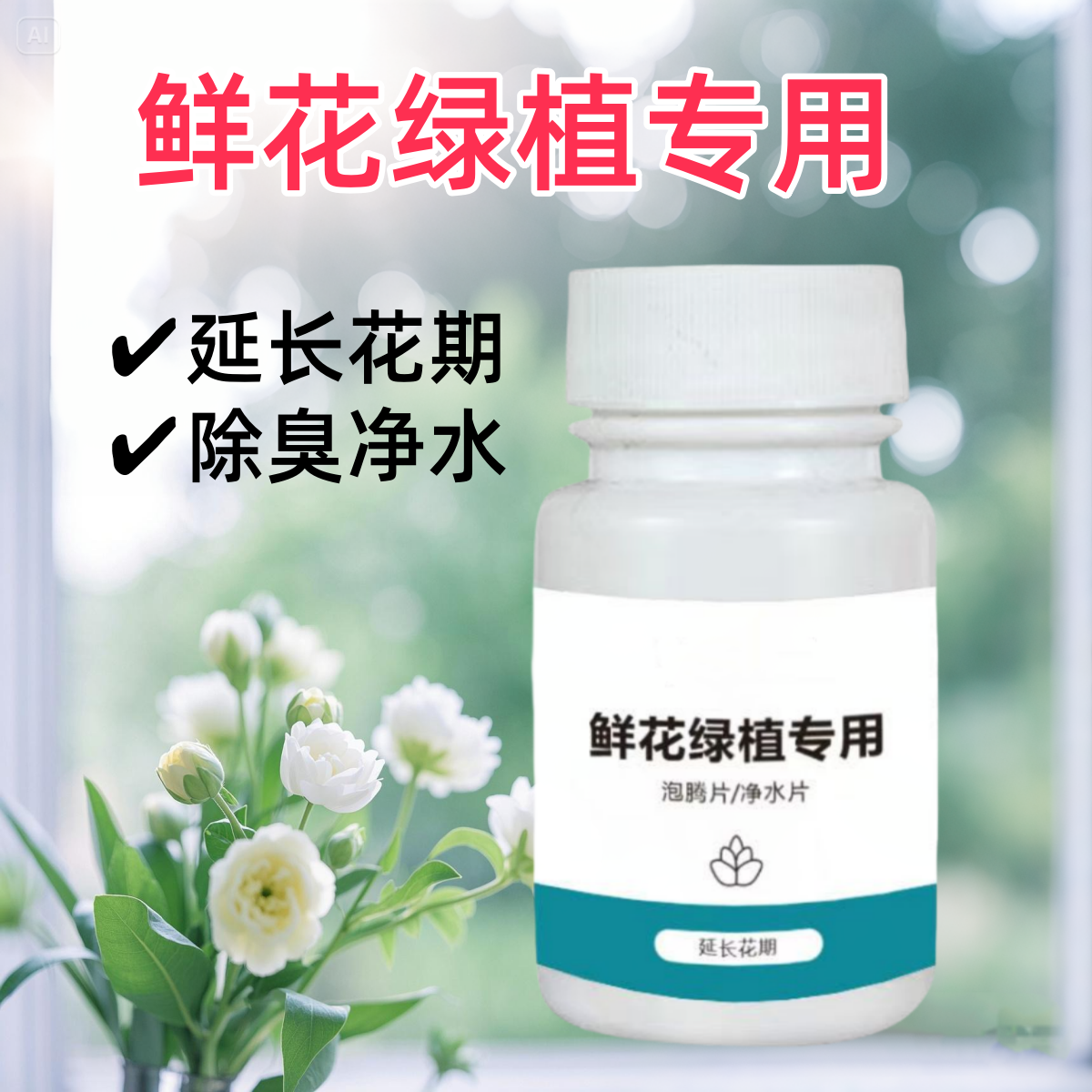 鲜花泡腾片净水片幼儿园养花绿植专用片插花卉切花保鲜延长花期