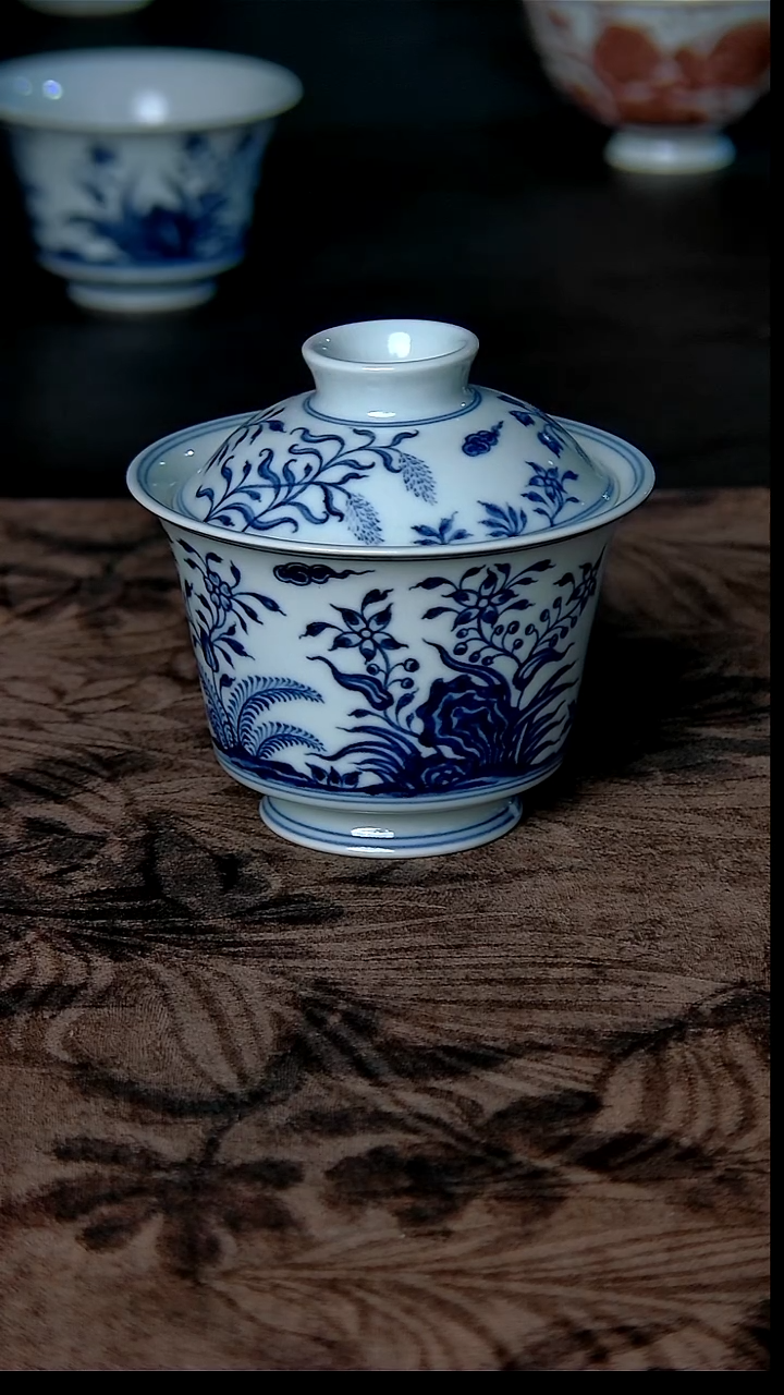 其他瓷九秋马蹄盖碗