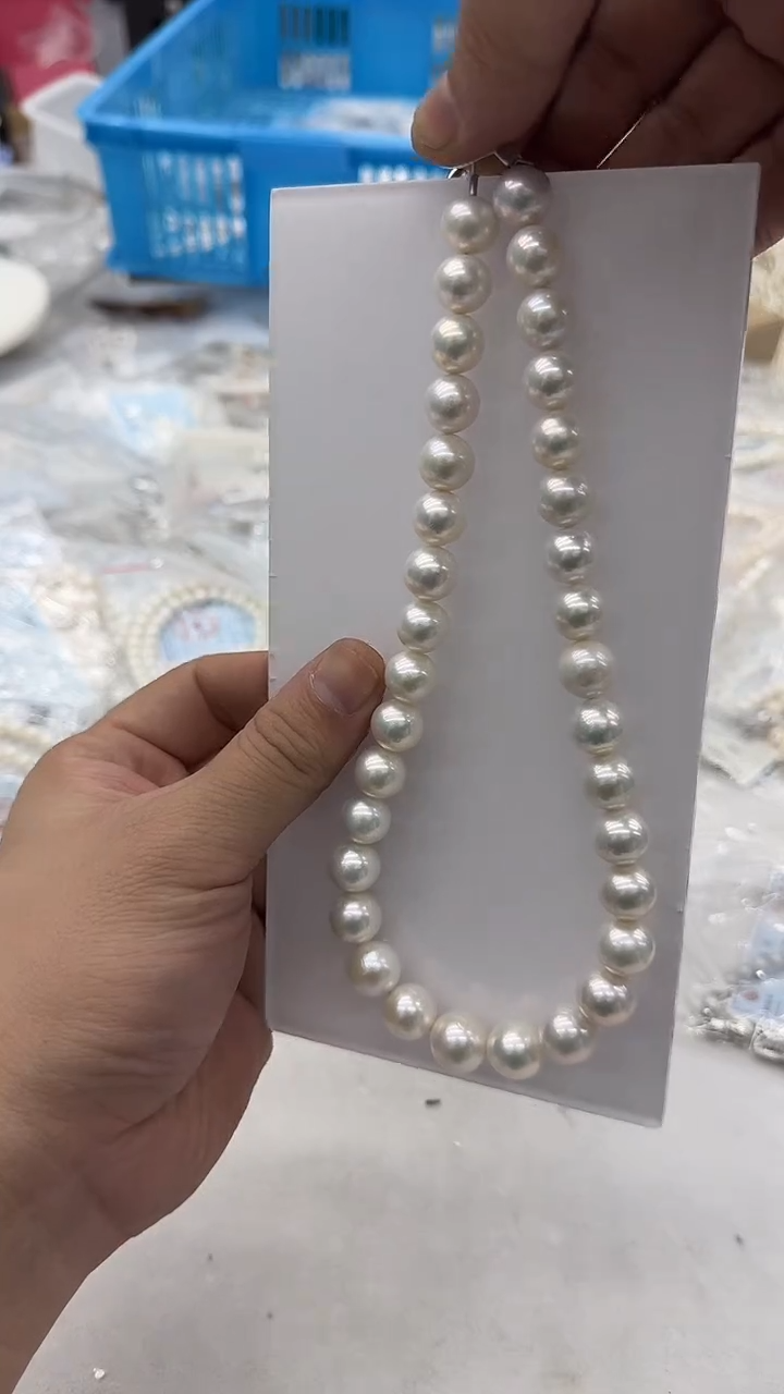 项链银S925镶嵌淡水珍珠11-13mm 山茶花-孤品