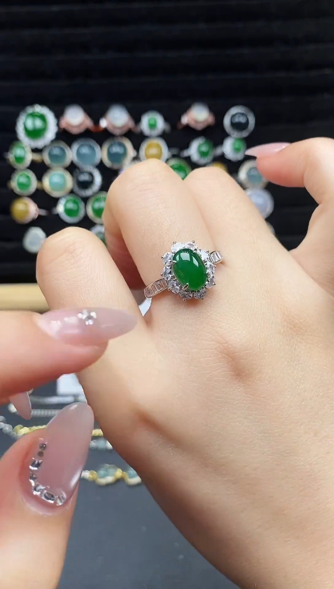 银S925镶嵌戒指翡翠111