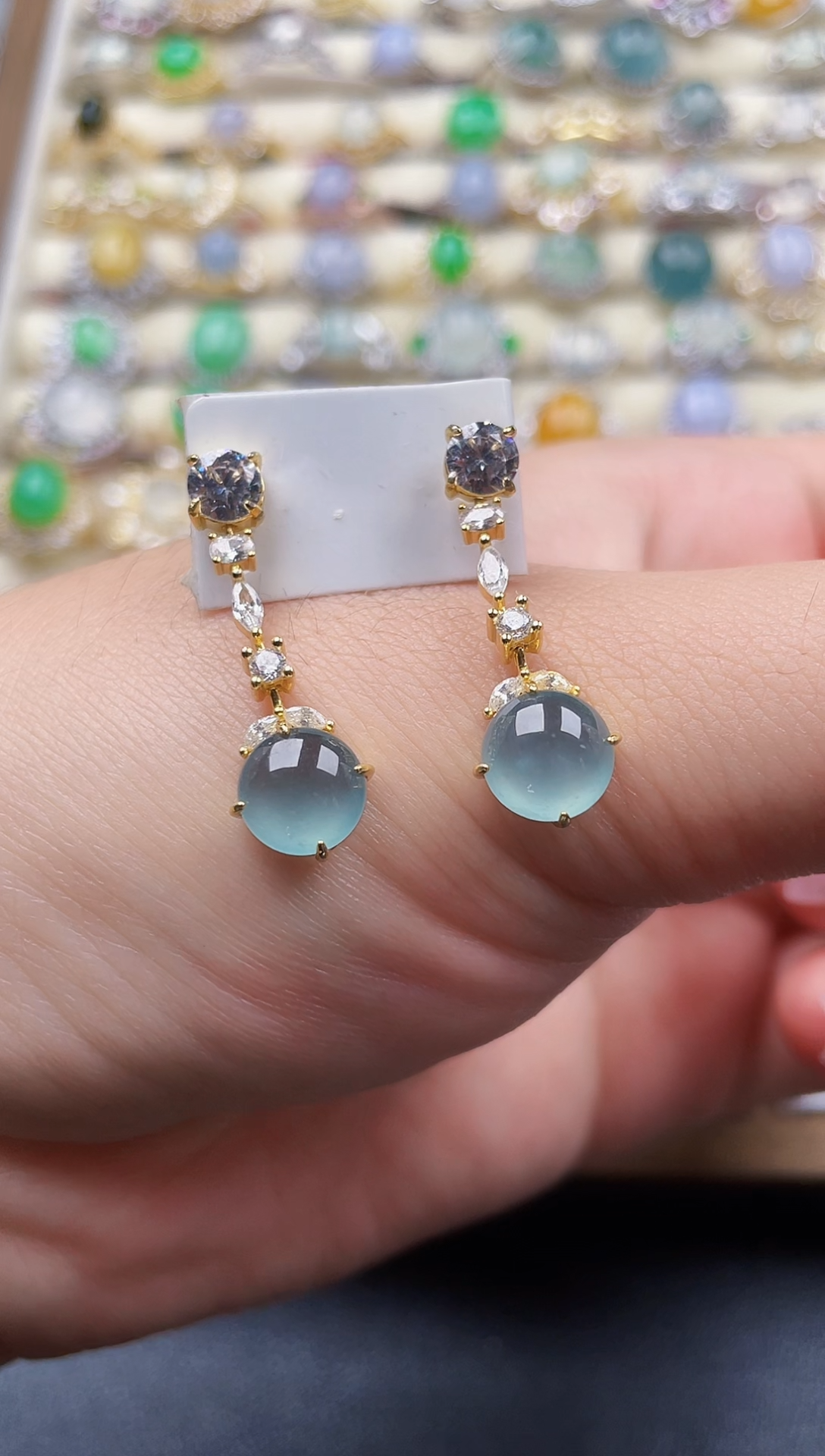 银S925镶嵌翡翠耳饰187