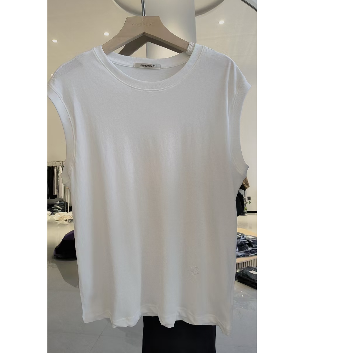 东大门FE无袖白色打底坎肩T恤