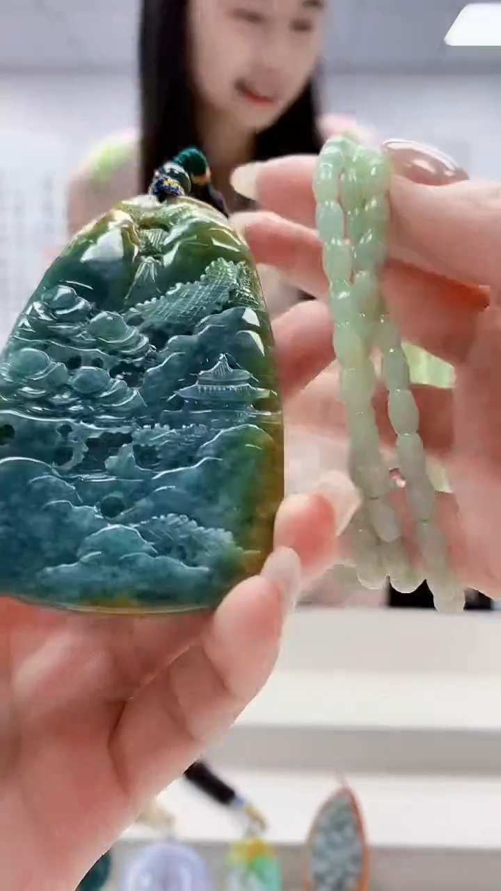未镶嵌定制翡翠4812lr-毛货挂件赠珠链34
