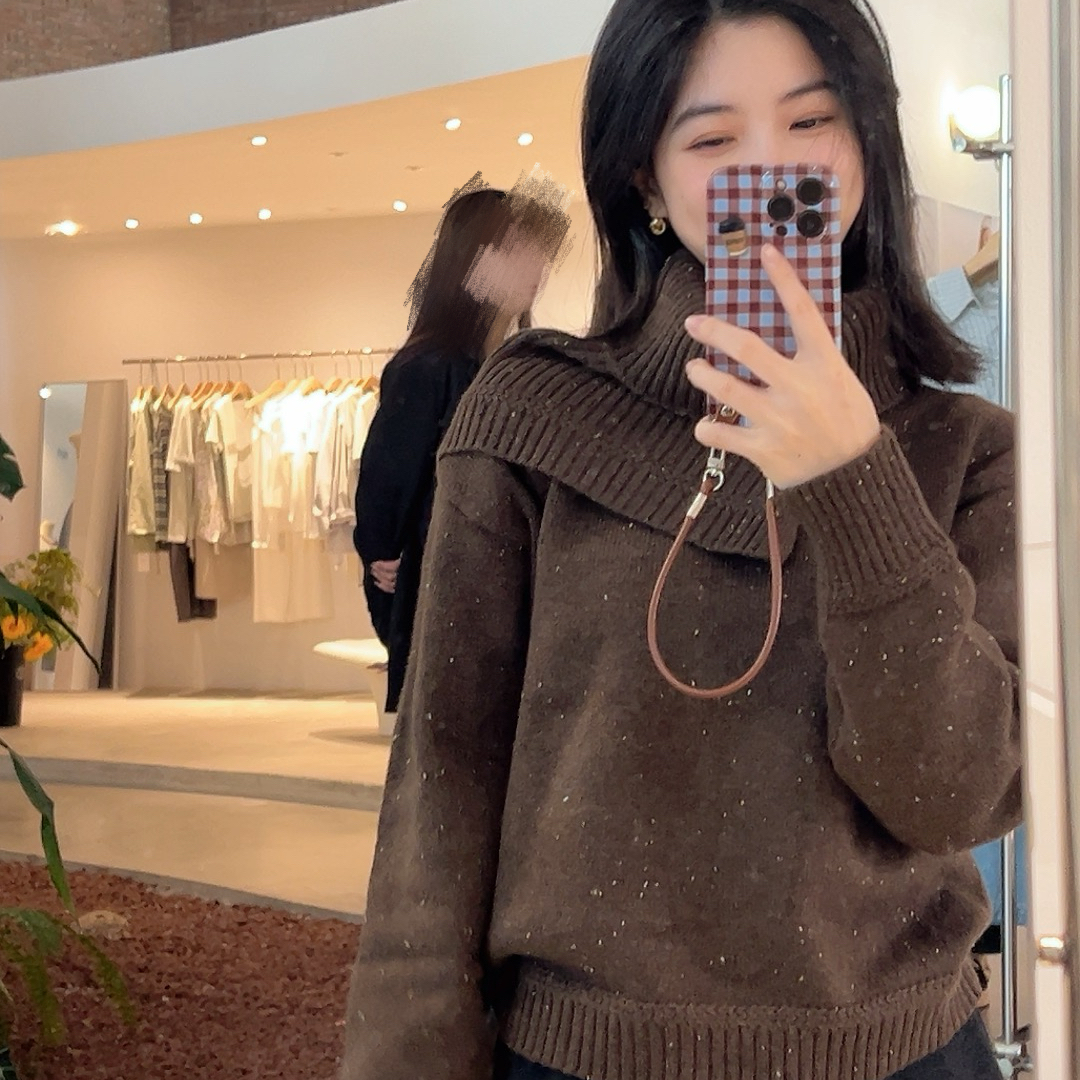 SanMu 小个子围脖+针织彩纱韩系复古毛衣上衣两件套