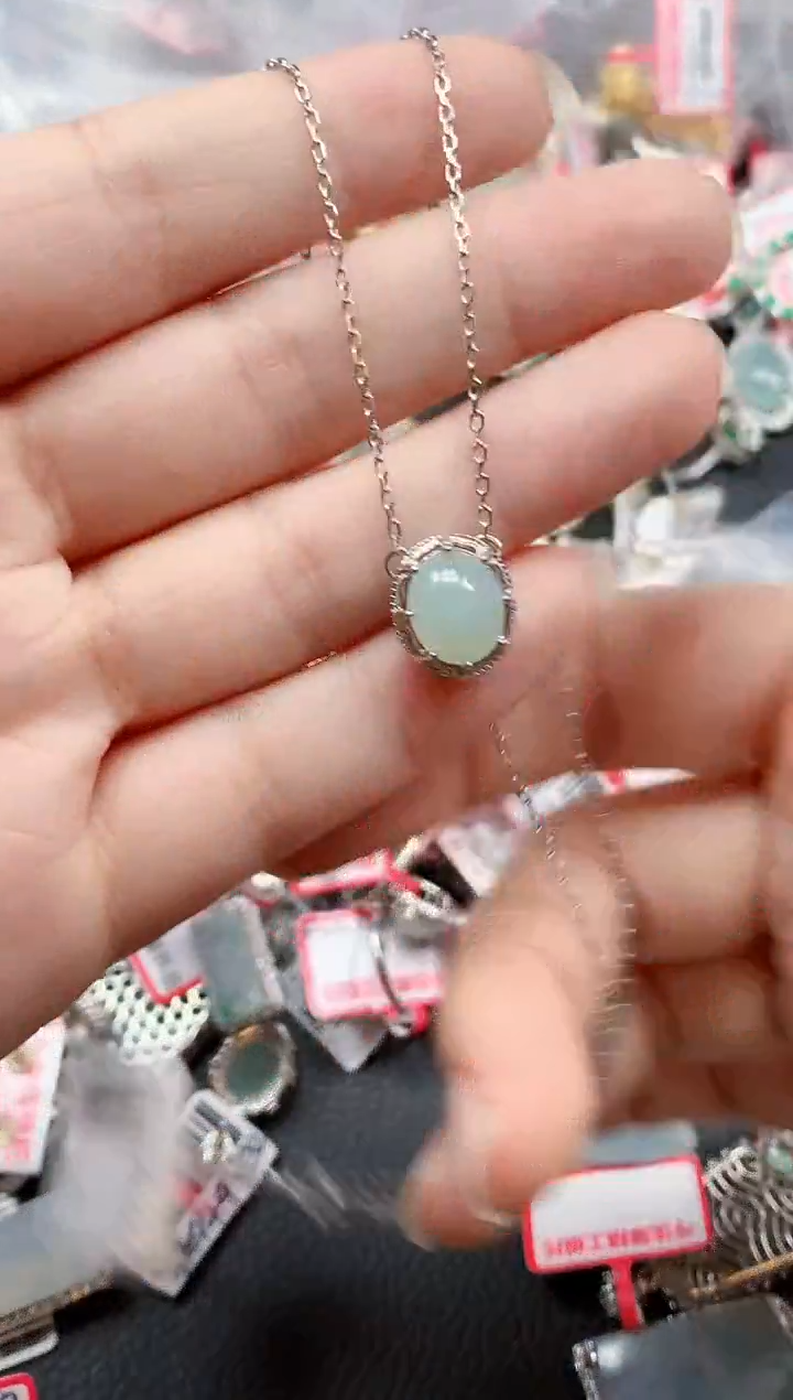 银S925镶嵌戒指翡翠天然A货缅甸翡翠