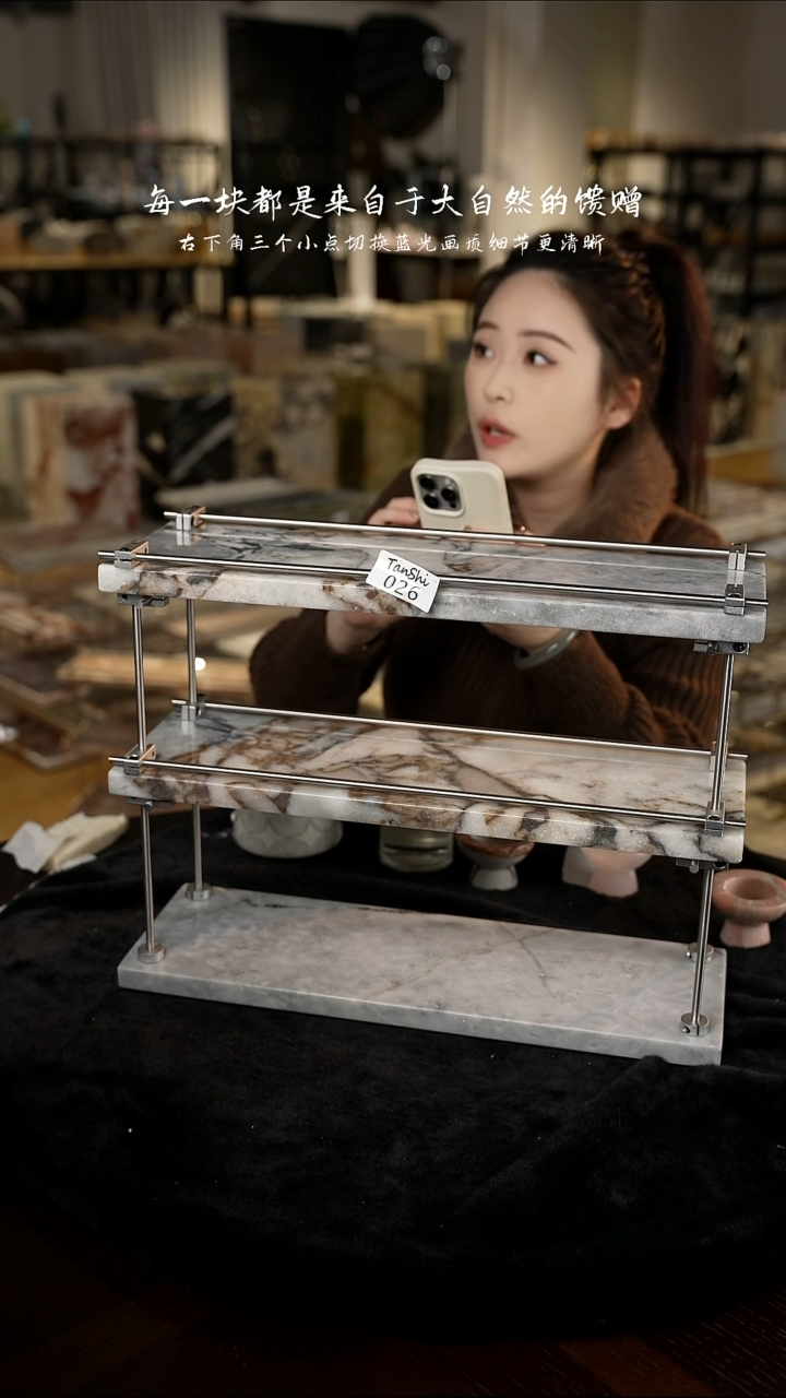 大理石026大理石三层置物架 中