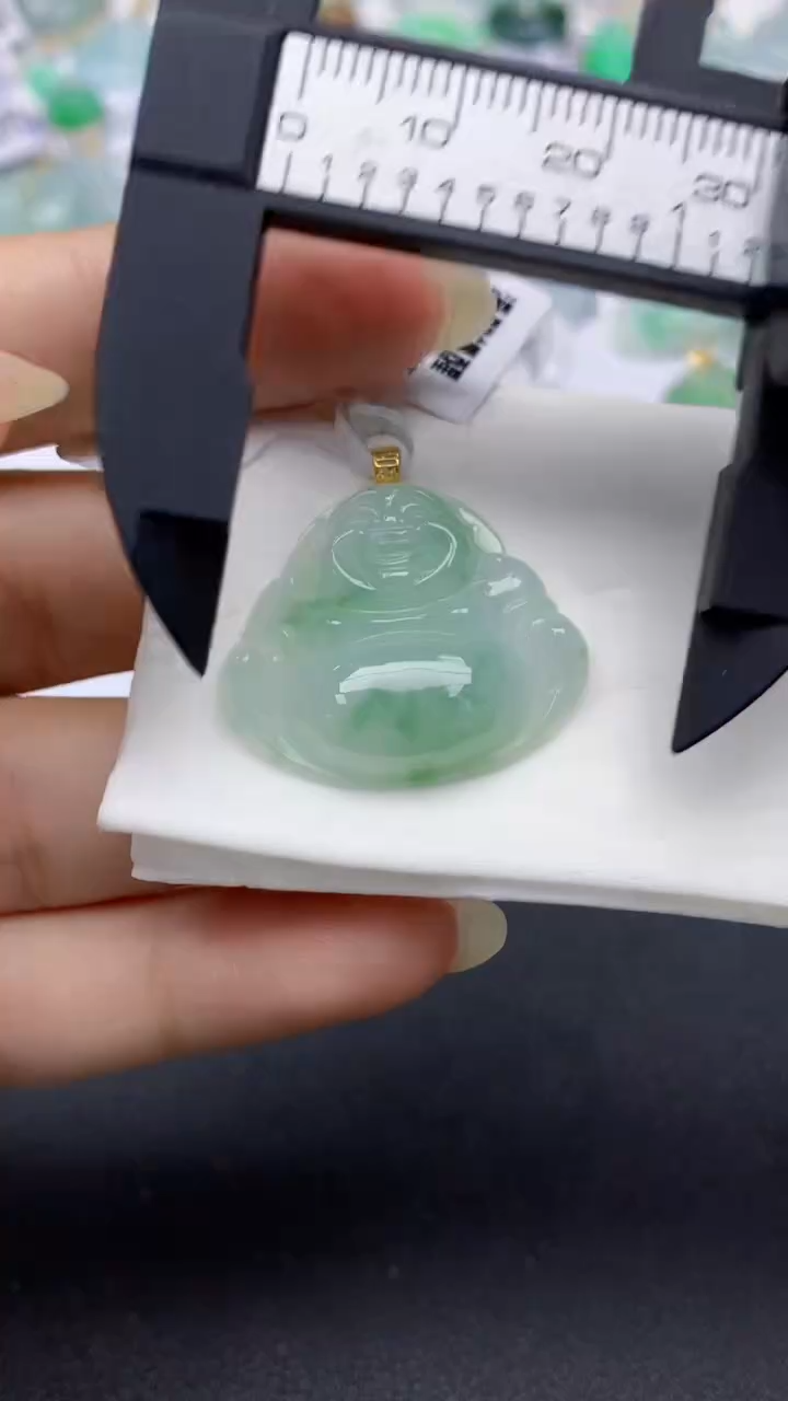 颈饰18K金镶嵌翡翠天然缅甸a货翡翠百元以上9元证书费自理