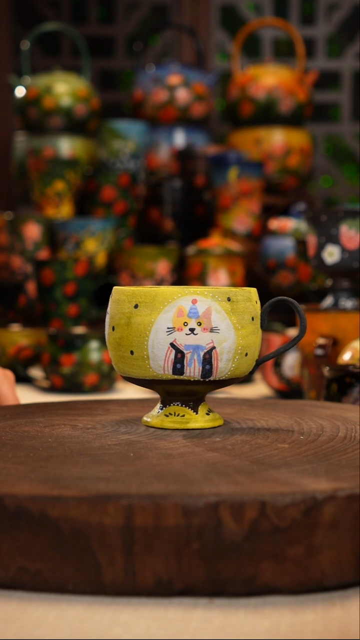 紫砂油画手绘釉下彩