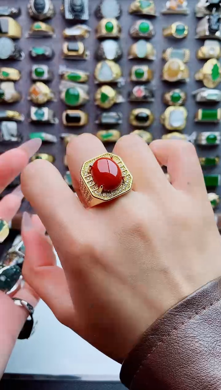 未镶嵌戒指翡翠天然翡翠男戒