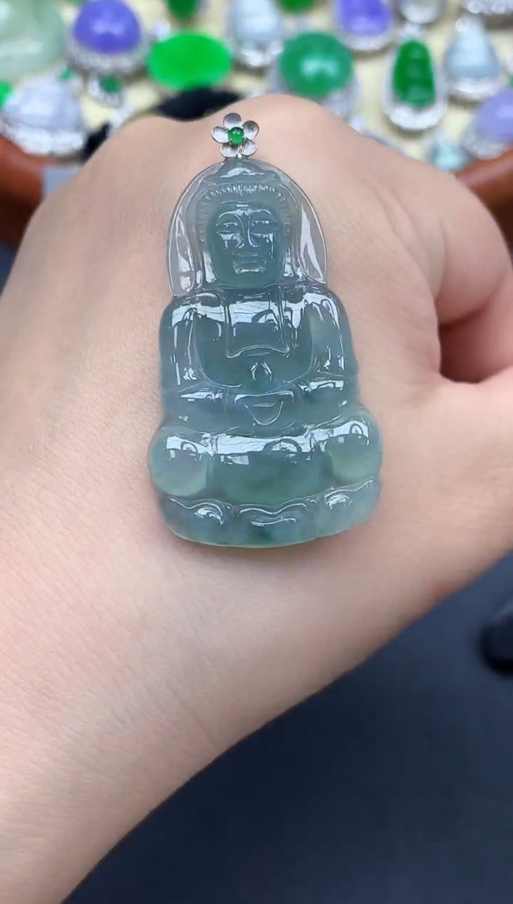 颈饰18K金镶嵌翡翠100-中国好珍宝