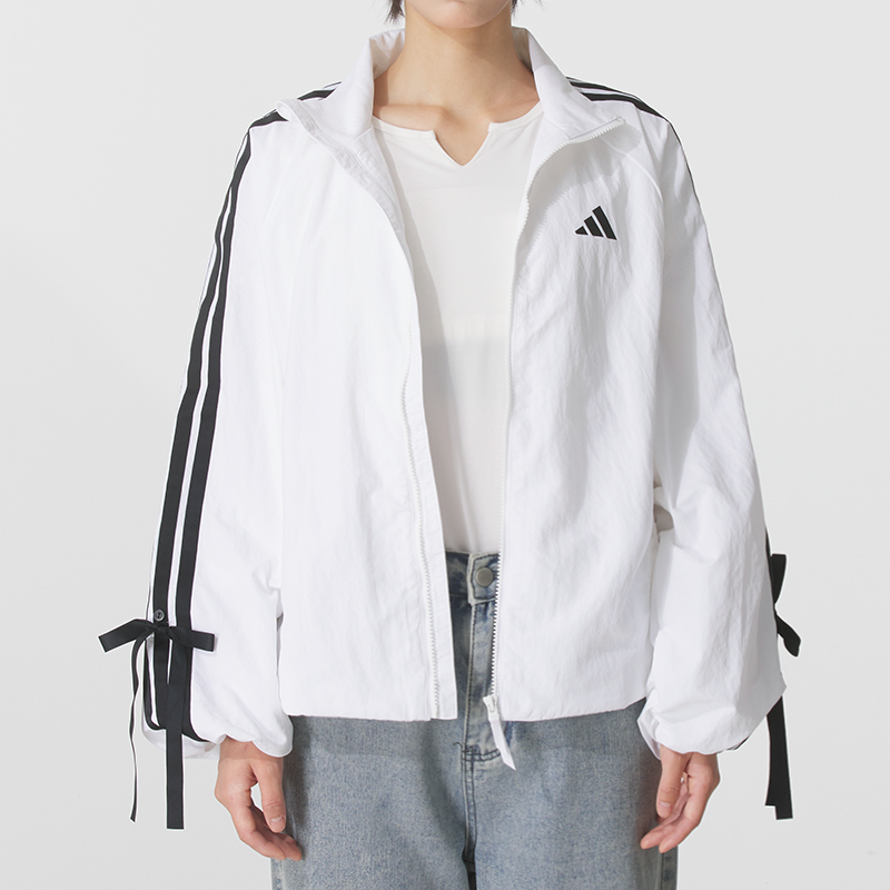 adidas阿迪达斯外套女装2025新款户外运动服梭织透气休闲立领夹克