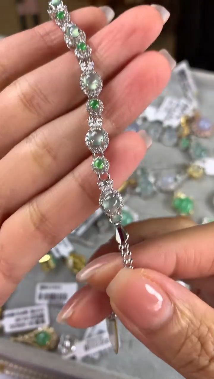 银S925镶嵌戒指翡翠手链