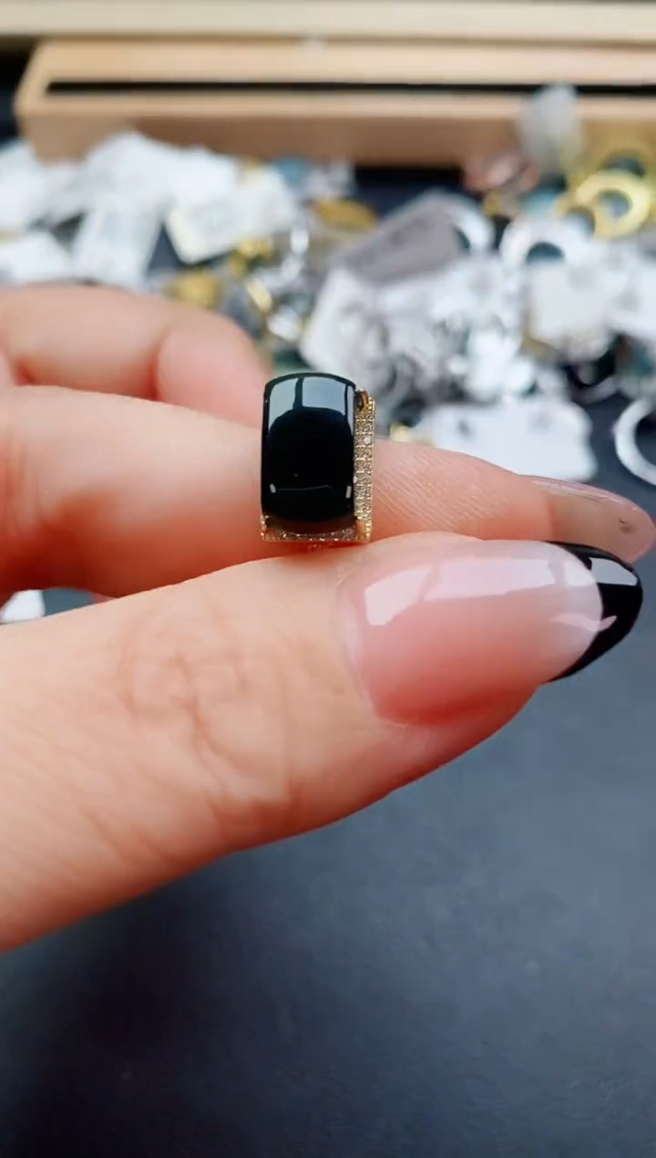 翡翠戒指银S925镶嵌50800
