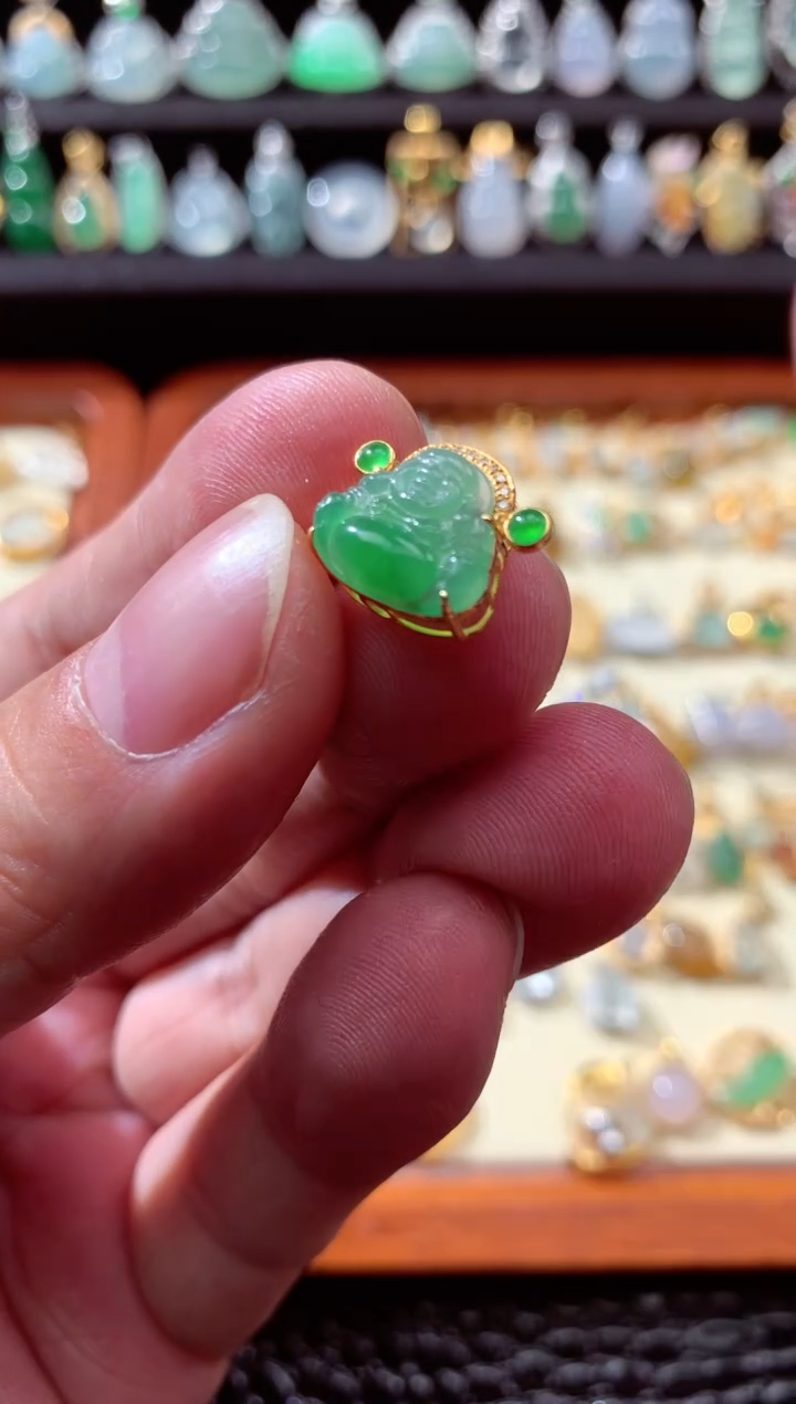 【闪购商品】翡翠颈饰18K金镶嵌佛公