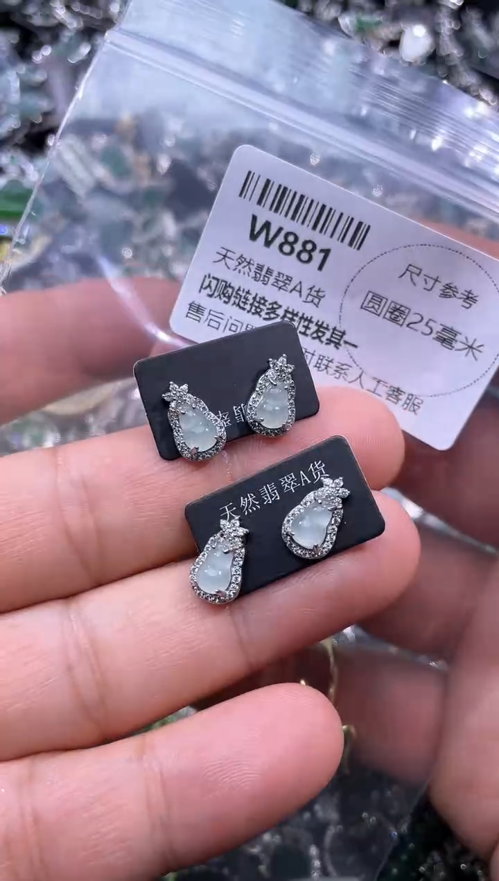 【闪购商品】翡翠颈饰未镶嵌W881耳钉 多样性发其一