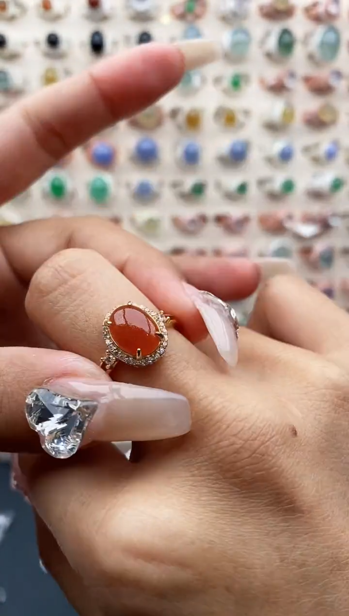 【闪购商品】翡翠戒指银S925镶嵌天然A货翡翠111  8+9