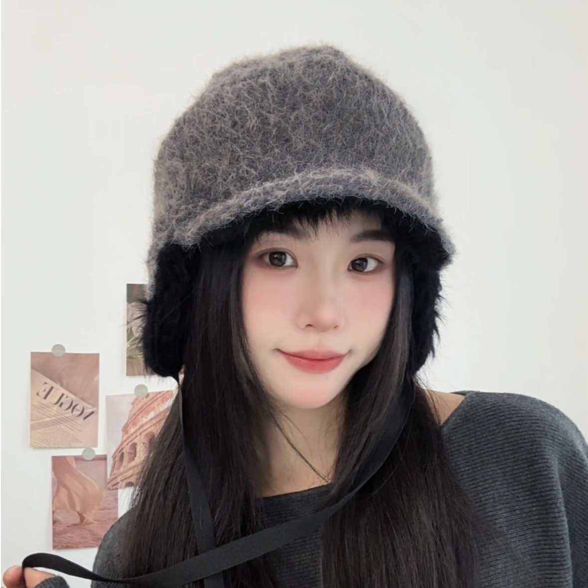 护耳实用加厚防风日系秋冬保暖帽子毛绒飞行帽百搭氛围感雷锋帽