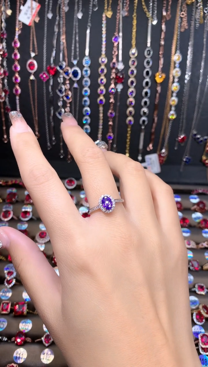 水晶戒指银S925镶嵌银色