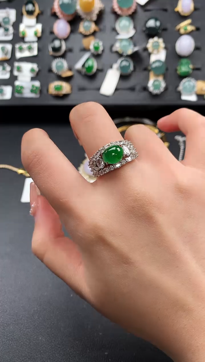 【闪购商品】翡翠戒指银S925镶嵌52314124