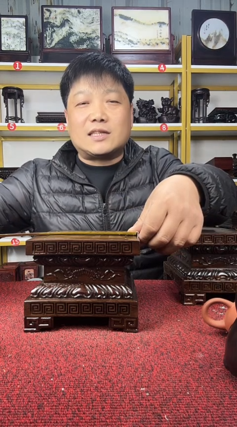 木非洲黑檀正方金刚底座边长15*12.5CM高