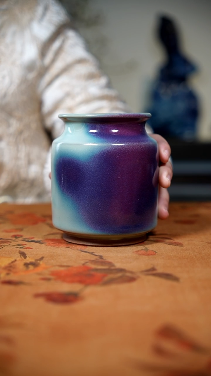 原矿石钧瓷茶器摆件