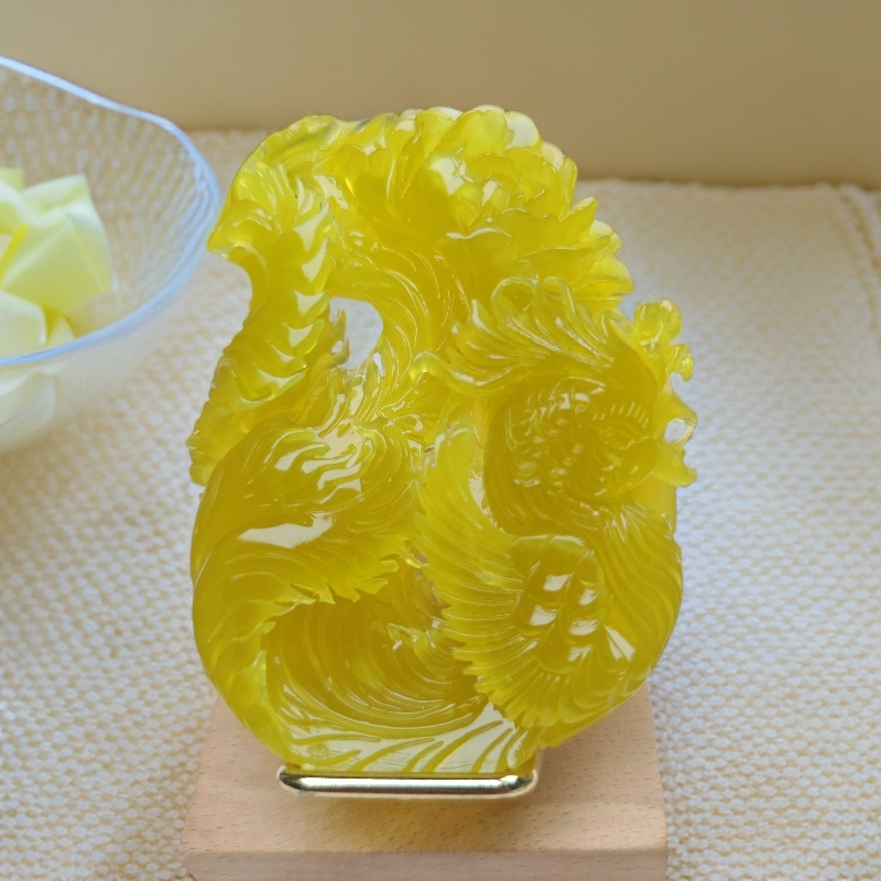 精品岫玉黄金玉凤戏牡丹