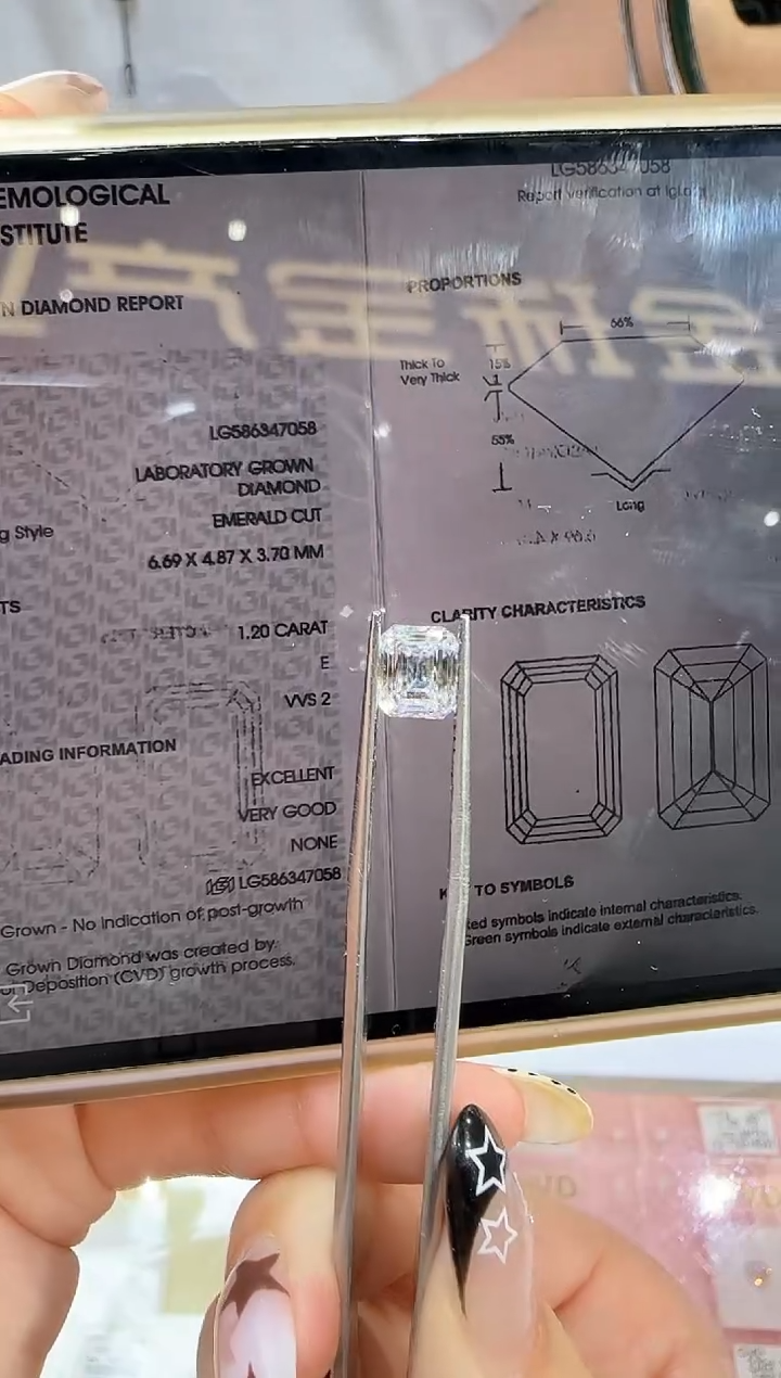 裸石实验室培育钻石Q*淇@ 1.2ct 先鉴赏，再定制！
