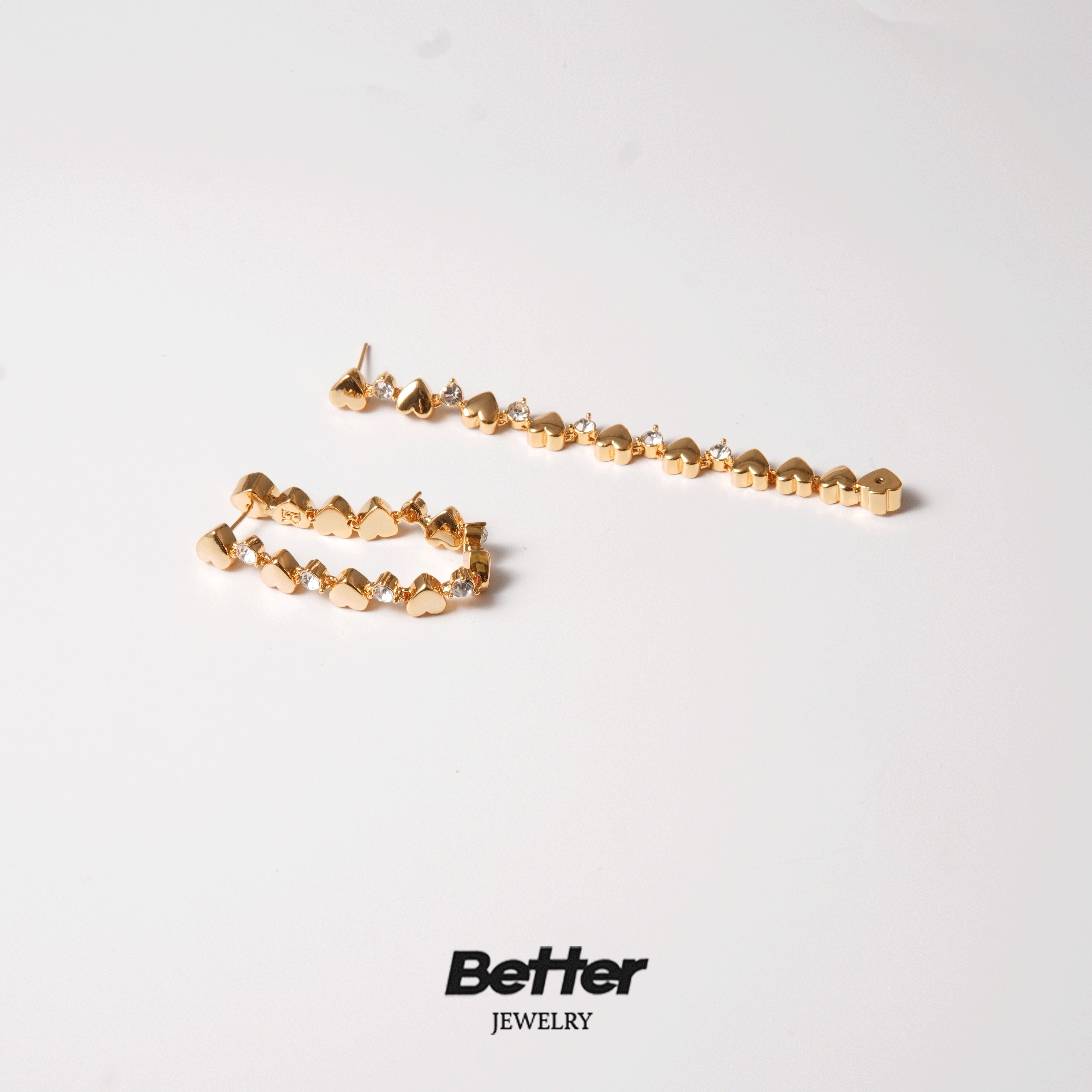 铜合金合成锆石耳饰 TC101  两戴摩登爱心耳钉