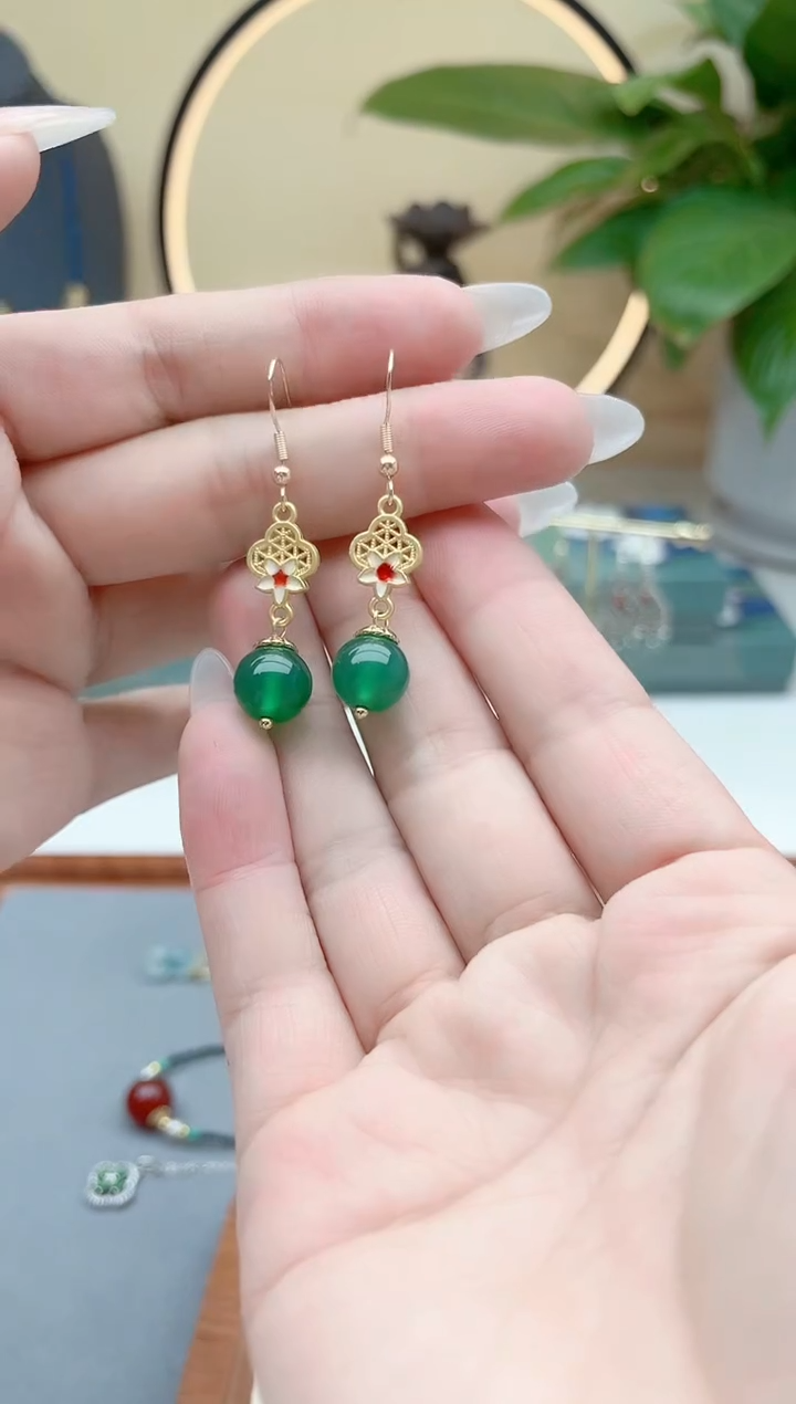 玛瑙/玉髓耳饰银S925镶嵌202