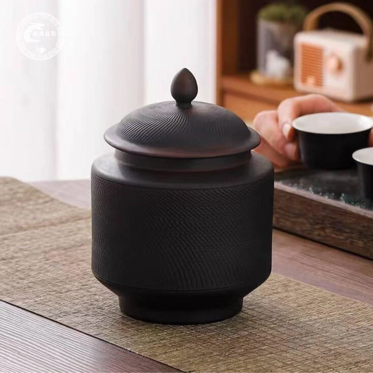 紫陶跳刀茶叶罐送茉莉针王