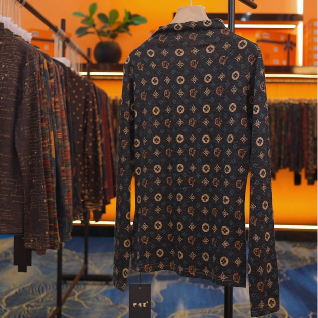 【杨杨】2025秋冬新款德绒半高领印花T恤 0248-21