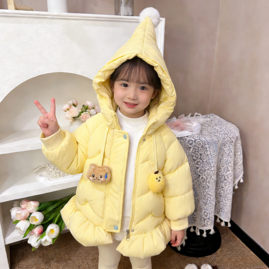 女童冬季棉服加绒加厚洋气外套2025冬季新款韩版保暖儿童连帽棉袄