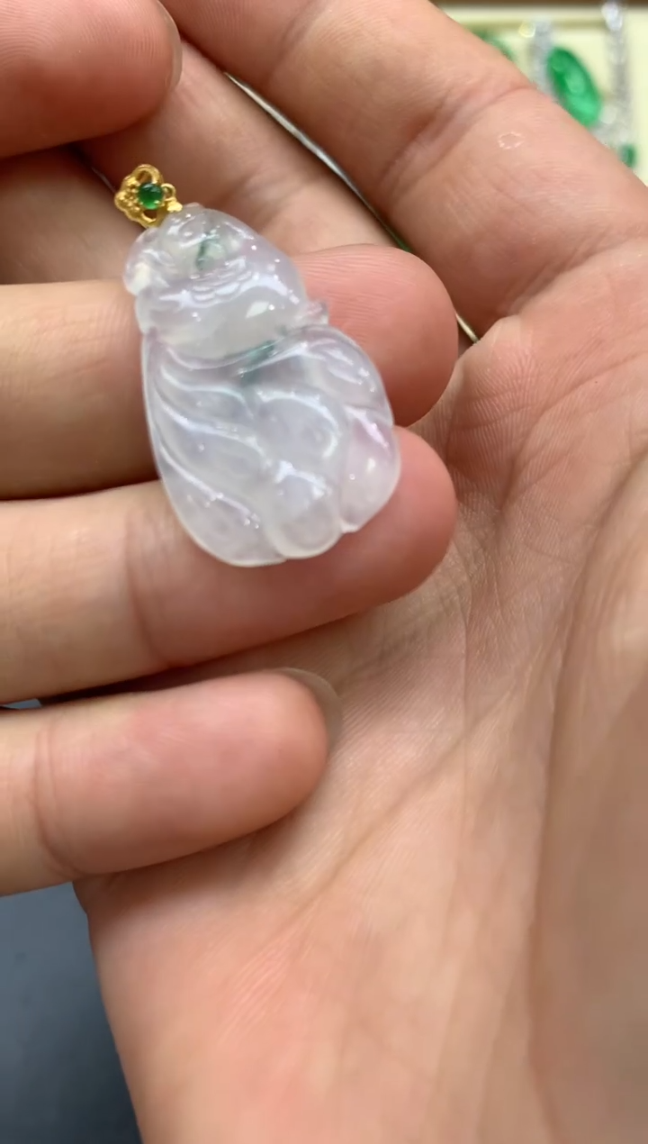 翡翠18K金镶嵌颈饰128-中国好珍宝